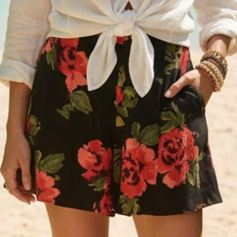 Kimchi Blue. Black  Floral Shorts 4